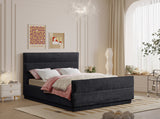 Paxton Chenille Fabric Full Bed (3 Boxes) Black from Meridian - Luna Furniture