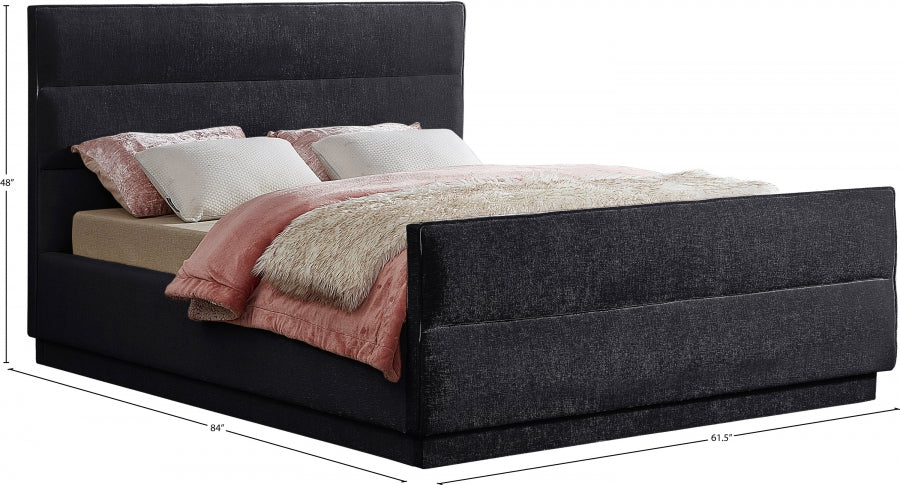 Paxton Chenille Fabric Full Bed (3 Boxes) Black from Meridian - Luna Furniture