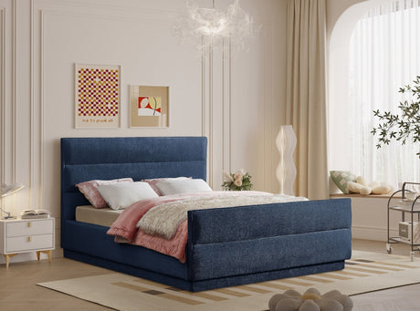 Paxton Chenille Fabric Full Bed (3 Boxes) Blue from Meridian - Luna Furniture