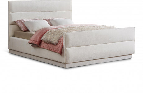 Paxton Chenille Fabric King Bed (3 Boxes) Cream from Meridian - Luna Furniture