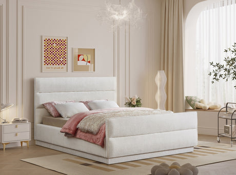 Paxton Chenille Fabric King Bed (3 Boxes) Cream from Meridian - Luna Furniture