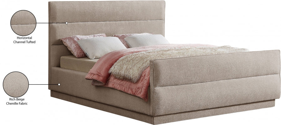 Paxton Chenille Fabric Queen Bed (3 Boxes) Beige from Meridian - Luna Furniture