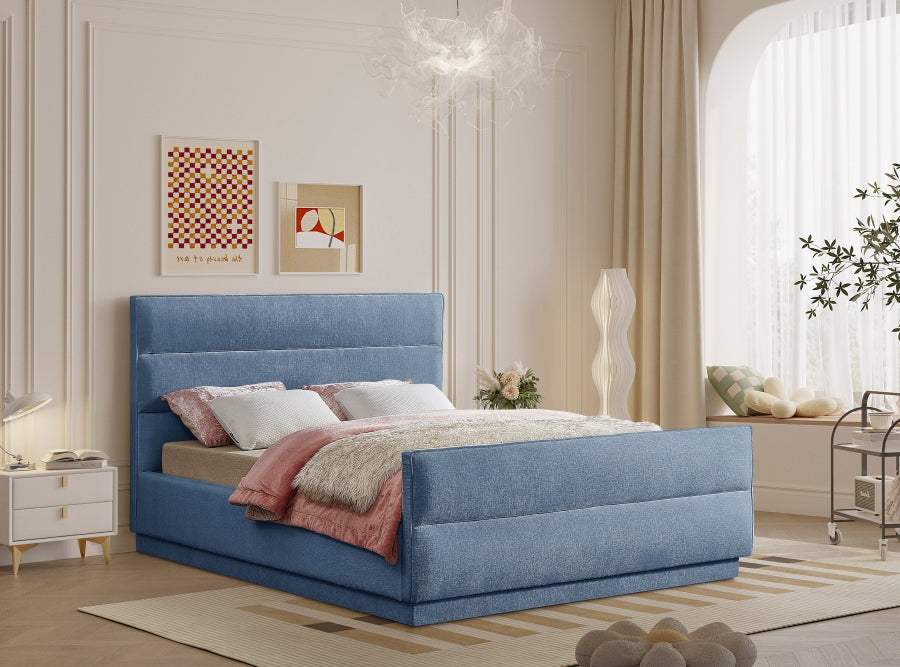 Paxton Chenille Fabric Queen Bed (3 Boxes) Light Blue from Meridian - Luna Furniture