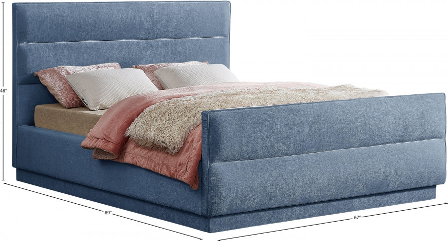 Paxton Chenille Fabric Queen Bed (3 Boxes) Light Blue from Meridian - Luna Furniture