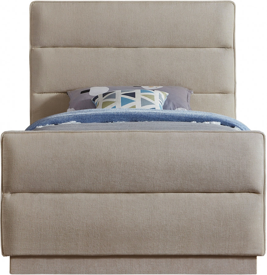 Paxton Chenille Fabric Twin Bed (3 Boxes) Beige from Meridian - Luna Furniture