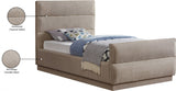 Paxton Chenille Fabric Twin Bed (3 Boxes) Beige from Meridian - Luna Furniture