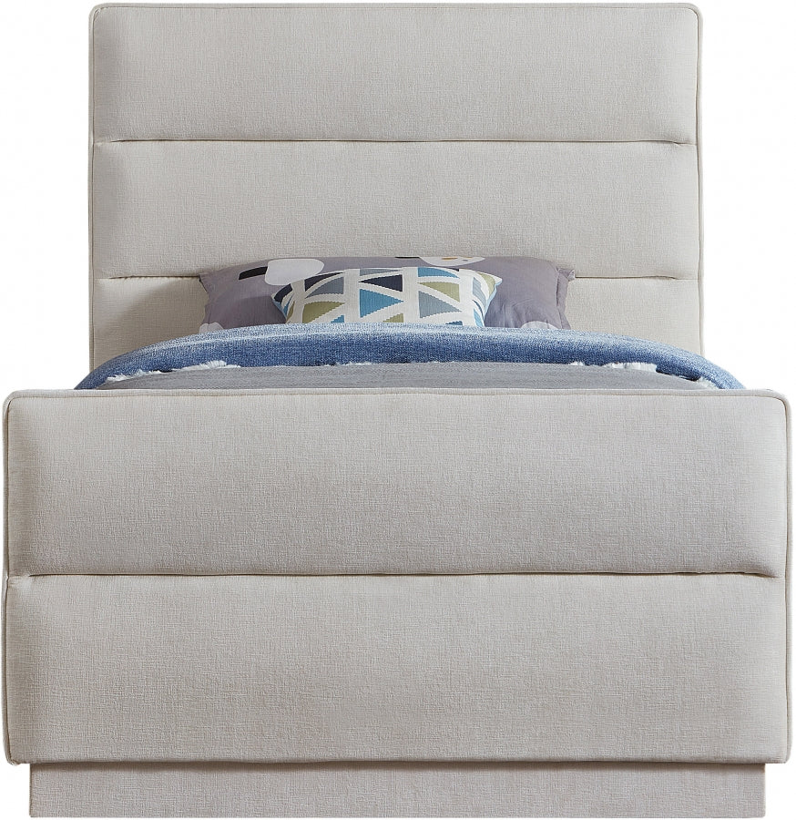 Paxton Chenille Fabric Twin Bed (3 Boxes) Cream from Meridian - Luna Furniture