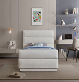 Paxton Chenille Fabric Twin Bed (3 Boxes) Cream from Meridian - Luna Furniture