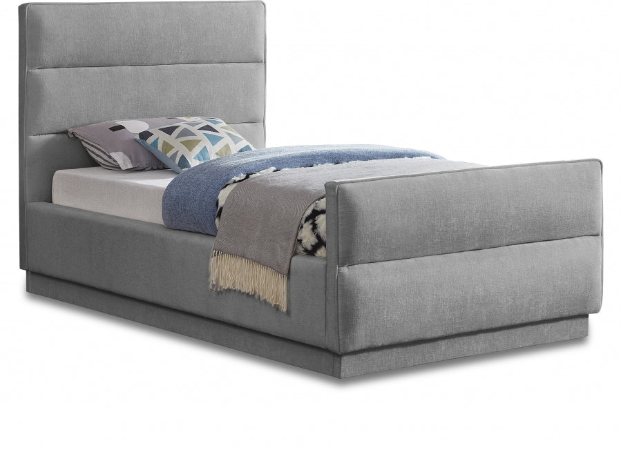 Paxton Chenille Fabric Twin Bed (3 Boxes) Grey from Meridian - Luna Furniture