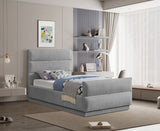 Paxton Chenille Fabric Twin Bed (3 Boxes) Grey from Meridian - Luna Furniture