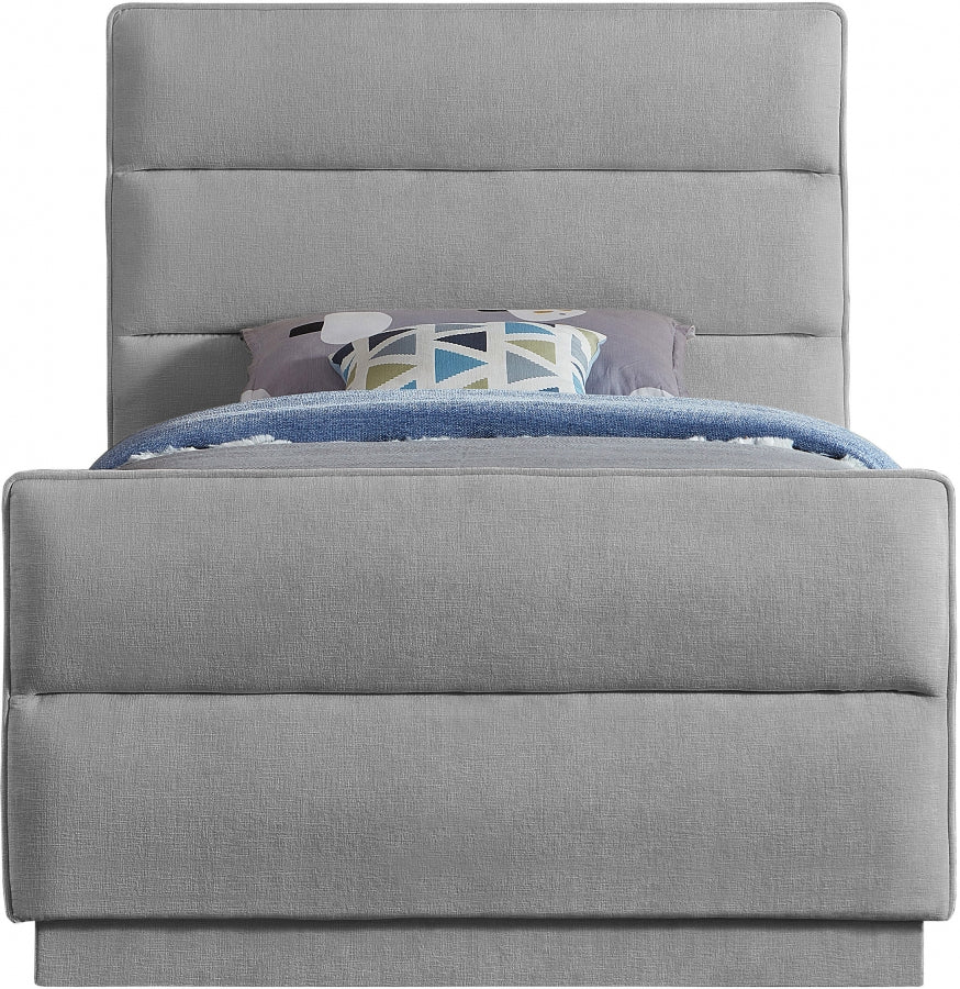 Paxton Chenille Fabric Twin Bed (3 Boxes) Grey from Meridian - Luna Furniture