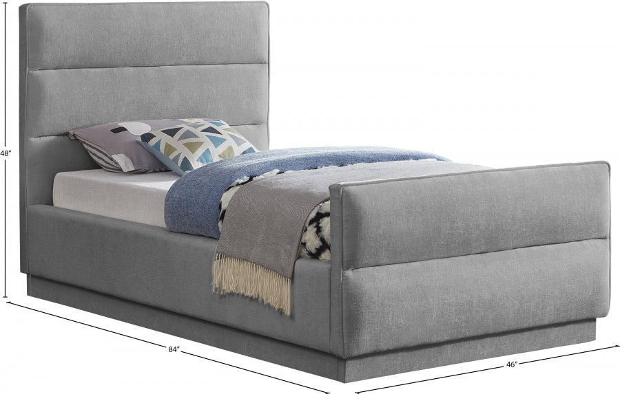 Paxton Chenille Fabric Twin Bed (3 Boxes) Grey from Meridian - Luna Furniture