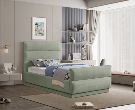 Paxton Chenille Fabric Twin Bed (3 Boxes) Mint from Meridian - Luna Furniture