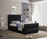 Paxton Chenille Fabric Twin Twin Bed (3 Boxes) Black from Meridian - Luna Furniture