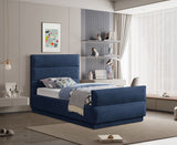 Paxton Chenille Fabric Twin Twin Bed (3 Boxes) Blue from Meridian - Luna Furniture