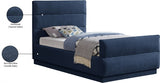 Paxton Chenille Fabric Twin Twin Bed (3 Boxes) Blue from Meridian - Luna Furniture