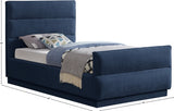 Paxton Chenille Fabric Twin Twin Bed (3 Boxes) Blue from Meridian - Luna Furniture