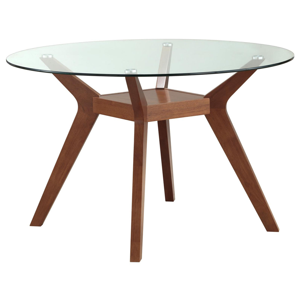 Paxton Round Glass Top Dining Table Clear and Nutmeg from Coaster - Luna Furniture