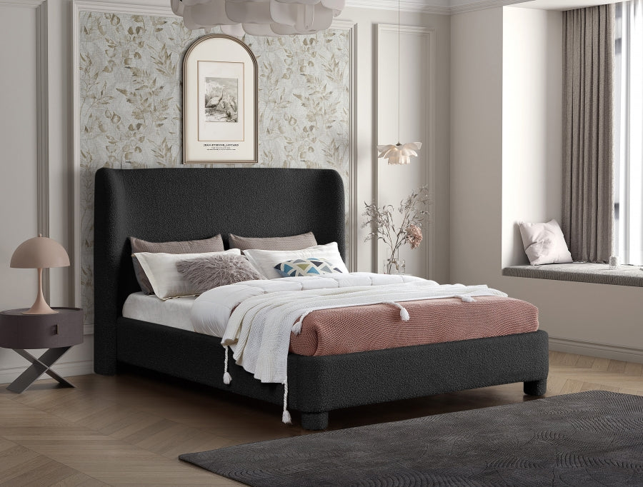 Penny Boucle Fabric King Bed Black from Meridian - Luna Furniture