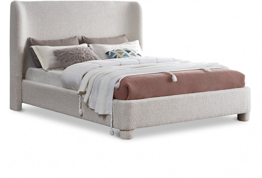 Penny Boucle Fabric King Bed Cream from Meridian - Luna Furniture