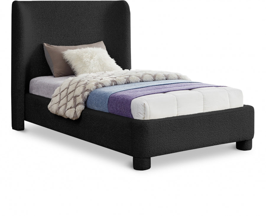 Penny Boucle Fabric Twin Bed Black from Meridian - Luna Furniture