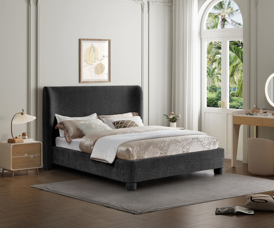 Penny Chenille Fabric King Bed Black from Meridian - Luna Furniture