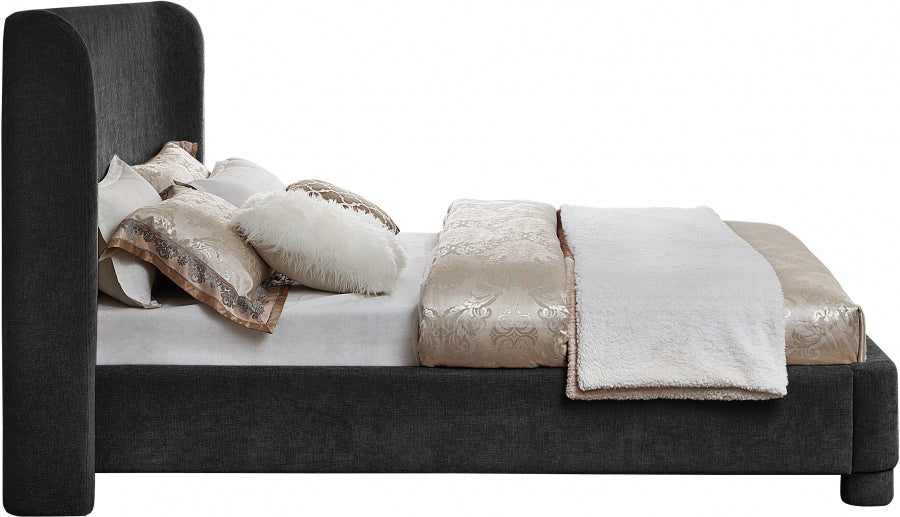 Penny Chenille Fabric King Bed Black from Meridian - Luna Furniture