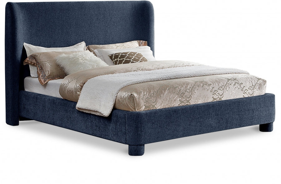 Penny Chenille Fabric King Bed Blue from Meridian - Luna Furniture