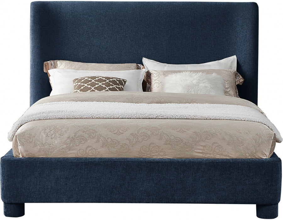 Penny Chenille Fabric King Bed Blue from Meridian - Luna Furniture