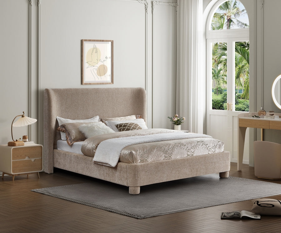 Penny Chenille Fabric Queen Bed Beige from Meridian - Luna Furniture