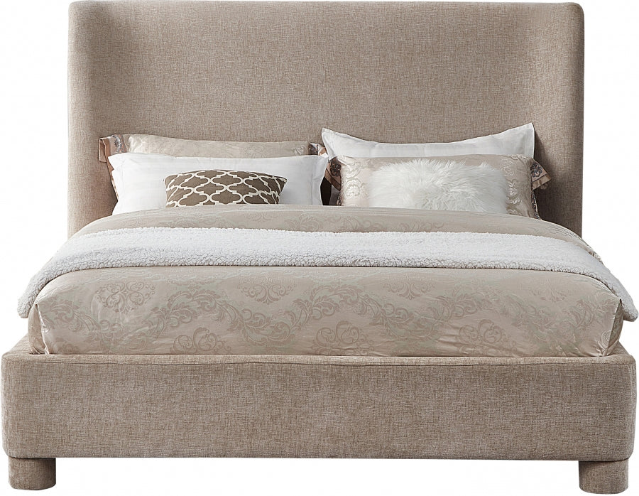 Penny Chenille Fabric Queen Bed Beige from Meridian - Luna Furniture