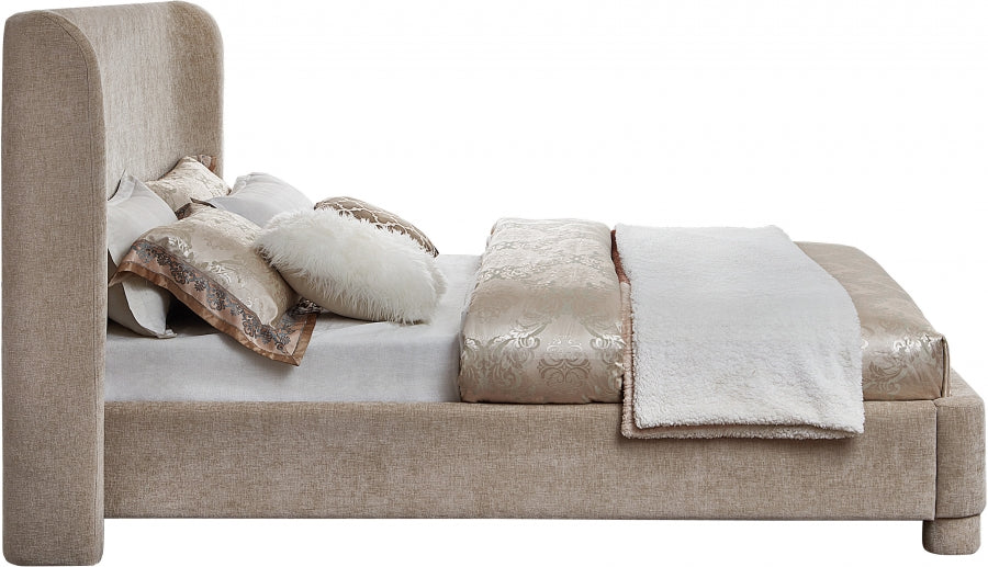 Penny Chenille Fabric Queen Bed Beige from Meridian - Luna Furniture