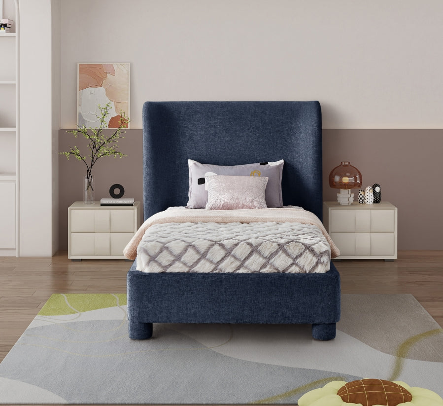 Penny Chenille Fabric Twin Bed Blue from Meridian - Luna Furniture