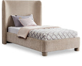 Penny Chenille Fabric Twin Twin Bed Beige from Meridian - Luna Furniture