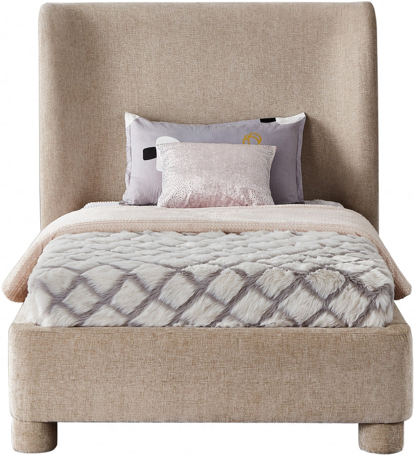 Penny Chenille Fabric Twin Twin Bed Beige from Meridian - Luna Furniture