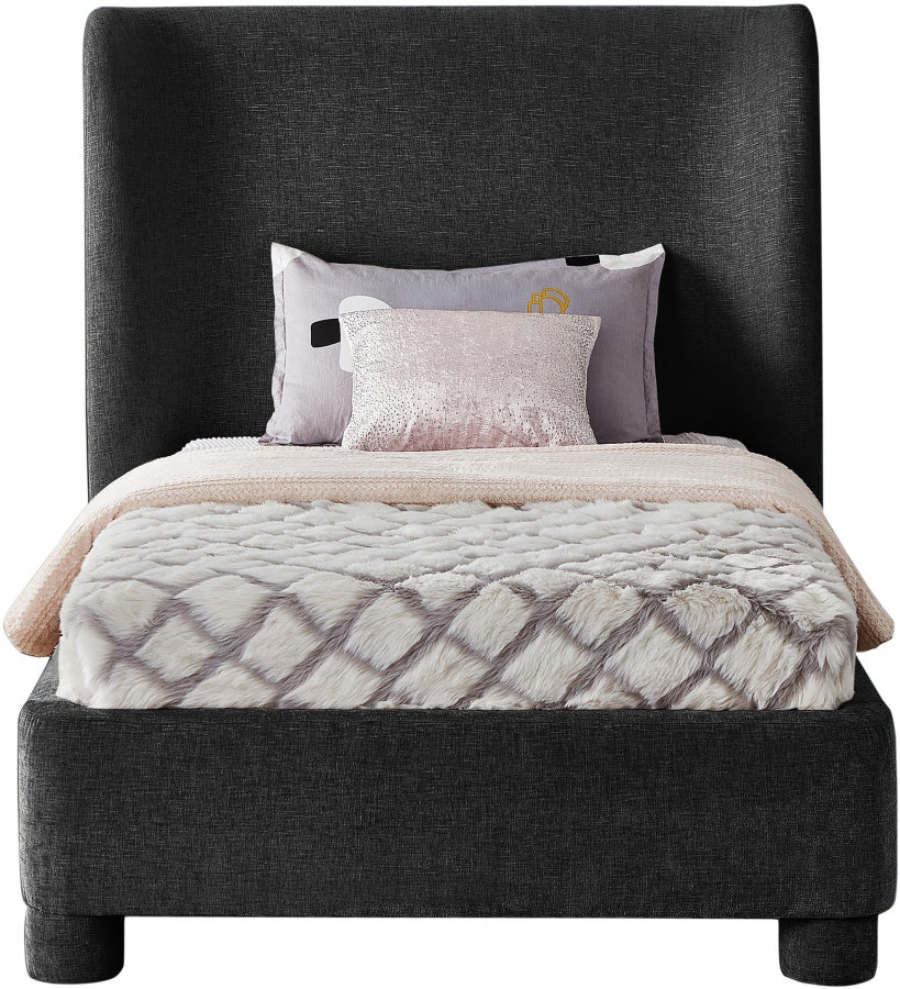 Penny Chenille Fabric Twin Twin Bed Black from Meridian - Luna Furniture