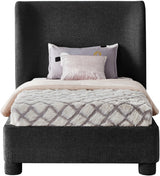 Penny Chenille Fabric Twin Twin Bed Black from Meridian - Luna Furniture