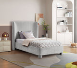 Penny Chenille Fabric Twin Twin Bed Grey from Meridian - Luna Furniture