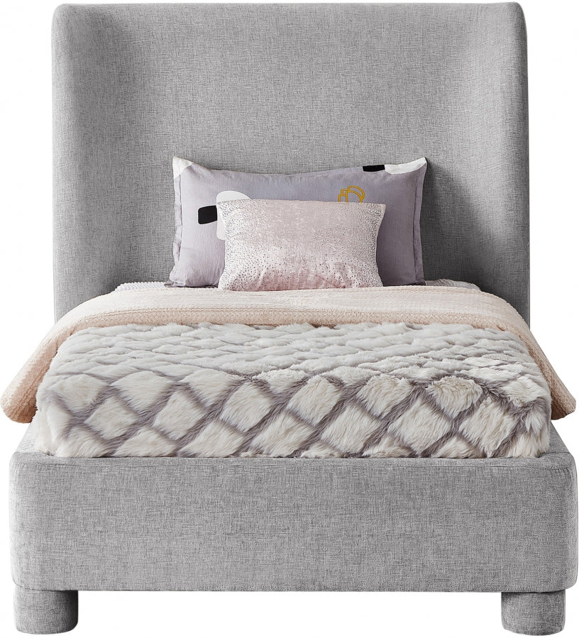 Penny Chenille Fabric Twin Twin Bed Grey from Meridian - Luna Furniture