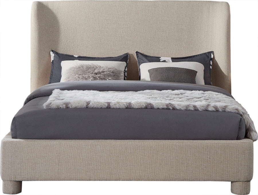 Penny Linen Textured Fabric King Bed Beige from Meridian - Luna Furniture