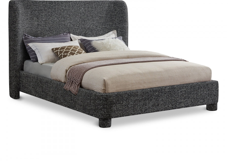 Penny Linen Textured Fabric Queen Bed Black from Meridian - Luna Furniture