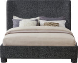 Penny Linen Textured Fabric Queen Bed Black from Meridian - Luna Furniture