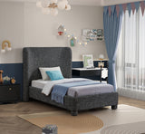 Penny Linen Textured Fabric Twin Bed Black from Meridian - Luna Furniture