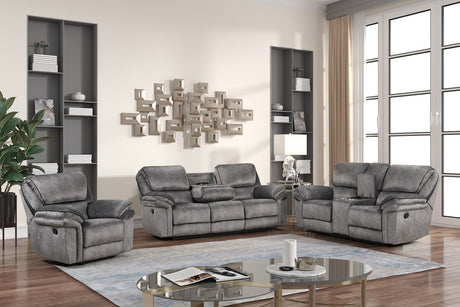 Perry Gray 3-Piece Reclining Living Room Set -  Happy Homes - Luna Furniture
