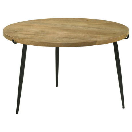 Pilar Round Solid Wood Top Coffee Table Natural and Black from Coaster - Luna Furniture