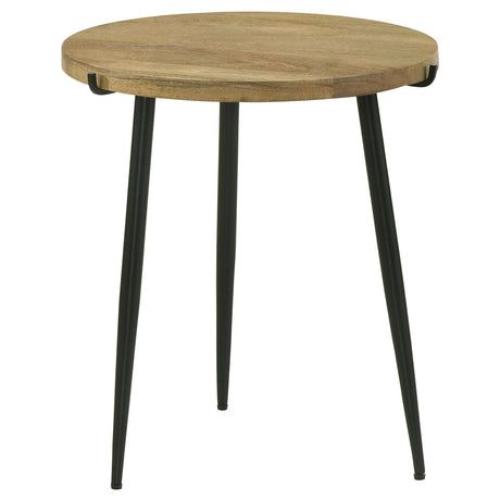 Pilar Round Solid Wood Top End Table Natural and Black from Coaster - Luna Furniture