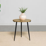 Pilar Round Solid Wood Top End Table Natural and Black from Coaster - Luna Furniture