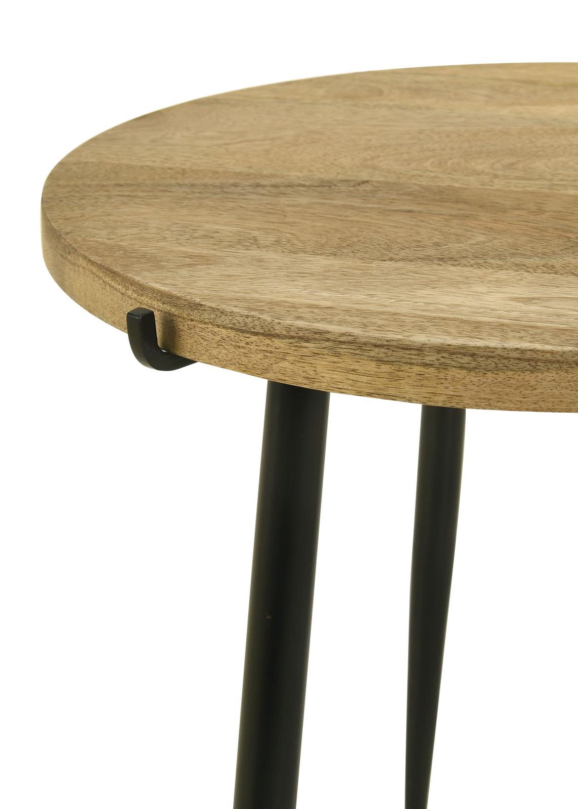 Pilar Round Solid Wood Top End Table Natural and Black from Coaster - Luna Furniture