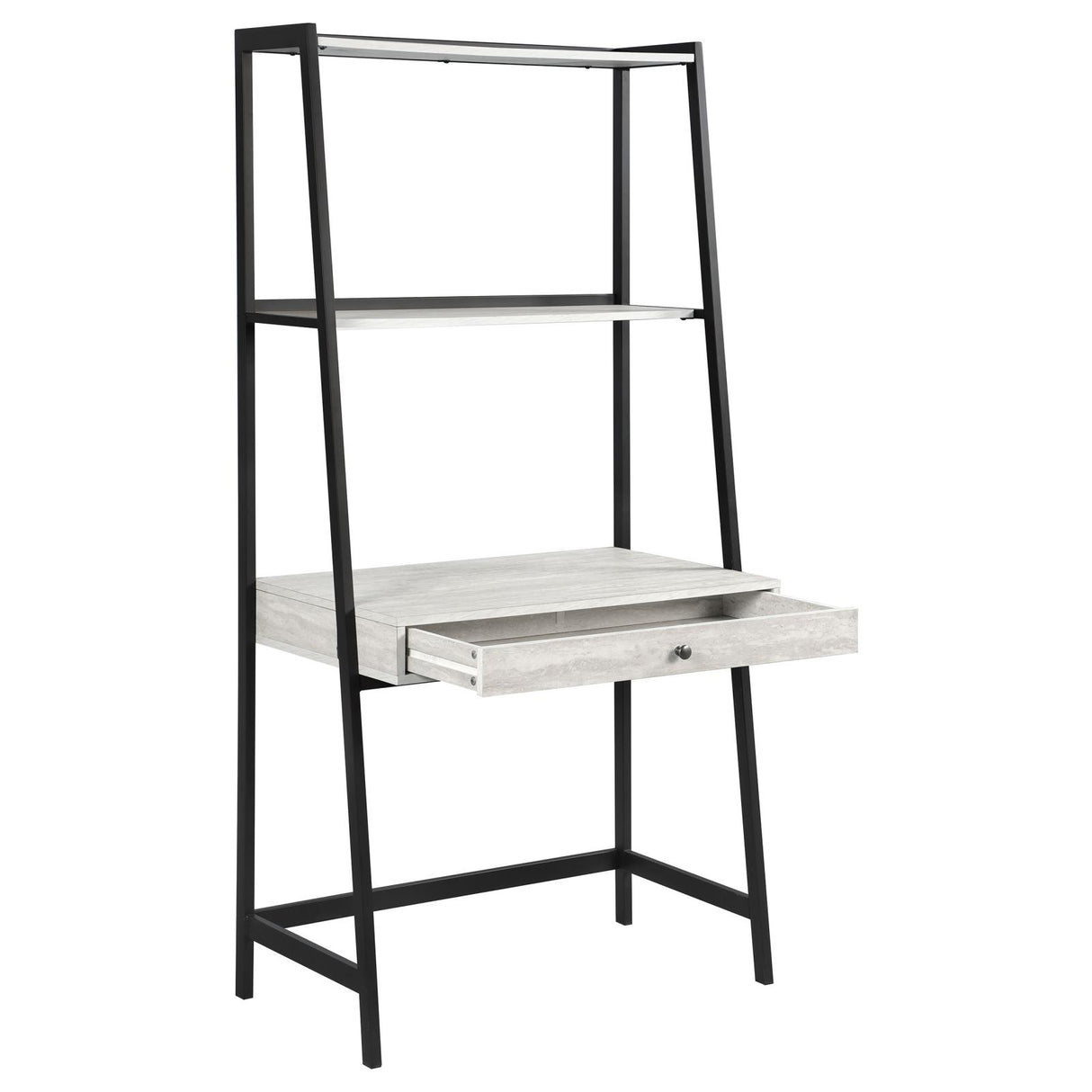 Pinckard Gray Stone Herringbone/Black 1-Drawer Ladder Desk from Coaster - Luna Furniture