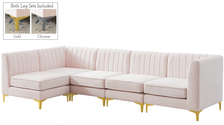 Alina Pink Velvet Modular Sectional from Meridian - Luna Furniture